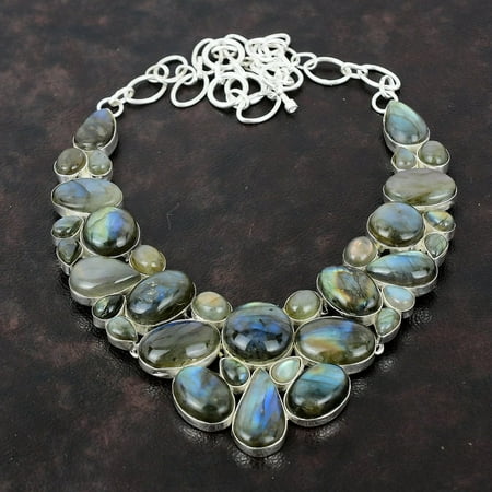 Canadian Labradorite Necklace – Natural Flashy Gemstone in Handmade 925 Sterling Silver, Elegant Gift for Women