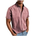 thumbnail image 2 of Men's Casual Loose Fit Short Sleeve Button-Down Shirt with Pocket, Turndown Collar, Polyester Blend for Spring and Summer Wear, 2 of 5
