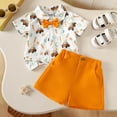 thumbnail image 2 of CAIVO Kids Toddler Boys Girls Short Sleeve Easter Rabbit Prints O-Neck T Shirt Tops Shorts Gentleman Outfit Sets Relaxed Fit Clothing Sets, 2 of 7