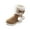 Khaki, variant on Girl's Winter Snow Boots Fleece Lined Mid Calf Shoes Waterproof Plush Outdoor Booties(Khaki,37)
