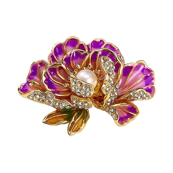 Broches Para Ropa De Mujer Women's Brooches Enamel Flower Brooches Rhinestone Brooches Peony Flower Suit Lapel Pins Crystal Coat Brooches Women's Pins Jewelry