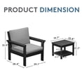 thumbnail image 3 of FUNDAZE Oversized HDPE Patio Furniture Sets, 2-Seater With Double-tier Table Outdoor Conversation Set | For Patio, Poolside, Backyard Use, Black Frame with Gray Cushion, 3 of 8