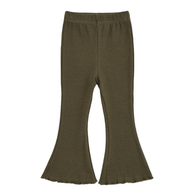 Dealovy Baby Clothes Toddler Bell Bottom Pants High Waisted Flare Pants Wide Leg Ribbed Knit Trousers