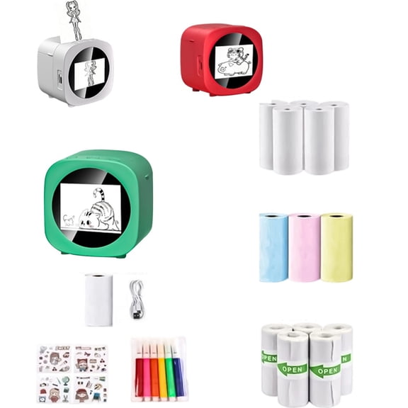 AI Sticker Box Printer, AI Voice Stickerbox Printer Maker Mini Thermal Label Printer With Display, Smart Inkless Portable Sticker Maker For Home, Office Study Diy Projects, 8 Rolls Paper