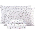 thumbnail image 1 of TRAHOO-Cozy Vintage Microfiber Printed Full Sheet Set - Soft Breathable Percale Cotton Floral Bed Sheets with Deep Pocket - Non-Slip Fitted Design - Gradient Orange Small Flowers Pattern, 1 of 4