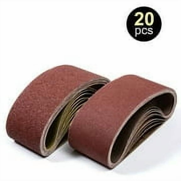 SATC 20Pcs 3 x 18 inch Aluminum Oxide Sanding Belts 40-400 Grit Belt Sandpaper for Polishing