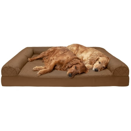 UPC: 0842229115796 | FurHaven Pet Products Quilted Orthopedic Sofa Pet Bed for Dogs & Cats – Toasted Brown Jumbo Plus
