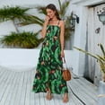 thumbnail image 3 of Jdlsppl Women's Long Sleeveless Dress Tropical Printed Beach Ruched Shirred High Waist High Front Slit Summer Casual Swing Pleated High Waist Cami Strapless Sundress Black XX-Large, 3 of 4