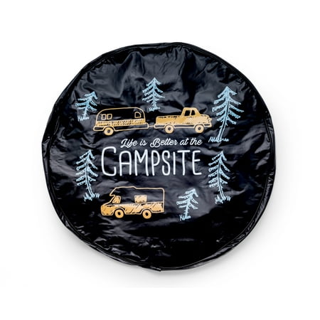 Camco Life Is Better at Campsite 27  Vinyl Tire Cover with Elastic Hem - Durable Design (53292)