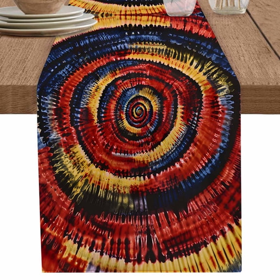 nqOlkjepod Red Yellow Blue Table Runner 72 Inches Long Farmhouse Dress Scarves, Ethnic Geometric Art Modern Abstract Dining Tablerunner for Coffee Table/Kitchen Island/Party Décor, 16" x 72"