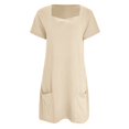 thumbnail image 4 of JIAYUE Women's Dress Short Sleeve Above Knee Casual Vacation Round Neck Solid Color For Travel With Leggings Comfortable Breathable Loose Fit Stylish Female Dresses, 4 of 5