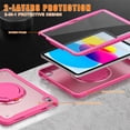 thumbnail image 5 of SaniMore Case for iPad 10th Generation 10.9" 2022, with Shoulder Strap Pencil Slot Hybird PC TPU Back Cover 360° Ratating Handle Bracket Shockproof Anti-fall Rugged Kids Shell,Rose, 5 of 16