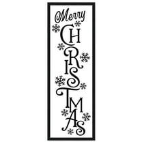 Merry Christmas Snowflakes 13.5" x 37.5" Framed Christmas Wall Decor Art Print Sign Poster in a
