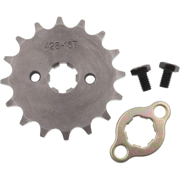 428 16T 17mm with Retainer Clip and Bolts Front Engine Sprocket for 50cc 70cc 110cc 125cc 140cc 160cc Honda TaoTao Roketa Coolster Sunl Lifan Chinese Motorcycle ATV Quad Dirt Bike
