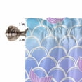 thumbnail image 7 of Mermaid Tail Kitchen Curtains Valance and Tier Set Rainbow Gradient Overlay Rod Pocket Short Curtains for Small Window 3 Pieces Set for Bedroom Bathroom Cafe (54" x 18"+27" x 24"), 7 of 7