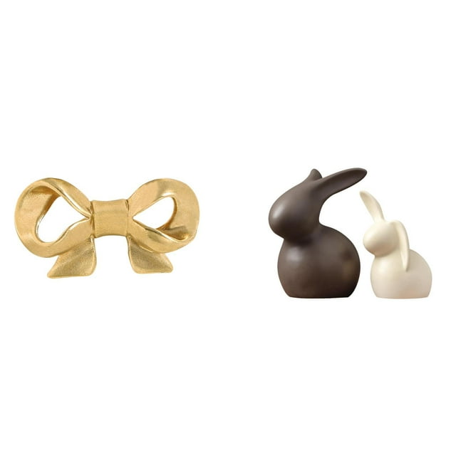 Juego de tirador de lazo de latón y estatua de cerámica para cajones de cocina, armarios, cómodas, baño y jardín (decoración de Pascua).