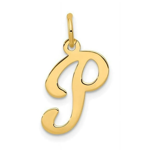 Finest Gold 14K Yellow Gold Script Letter P Initial Charm