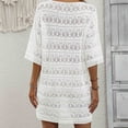 thumbnail image 4 of QIPOPIQ Robes de Plage pour Femmes Manches Courtes Couleur Unie Découpée Robe d'Été Vacances Robe de Plage Protection Solaire Blouse Offres 2023, 4 of 4