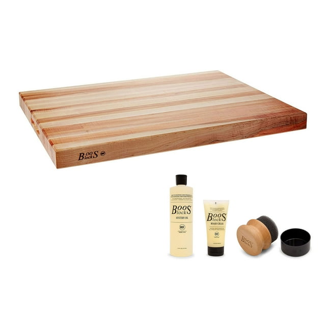 John Boos Planche à Découper à Grain Plat Réversible de 30 Pouces avec Ensemble de Soins de 3 Pièces