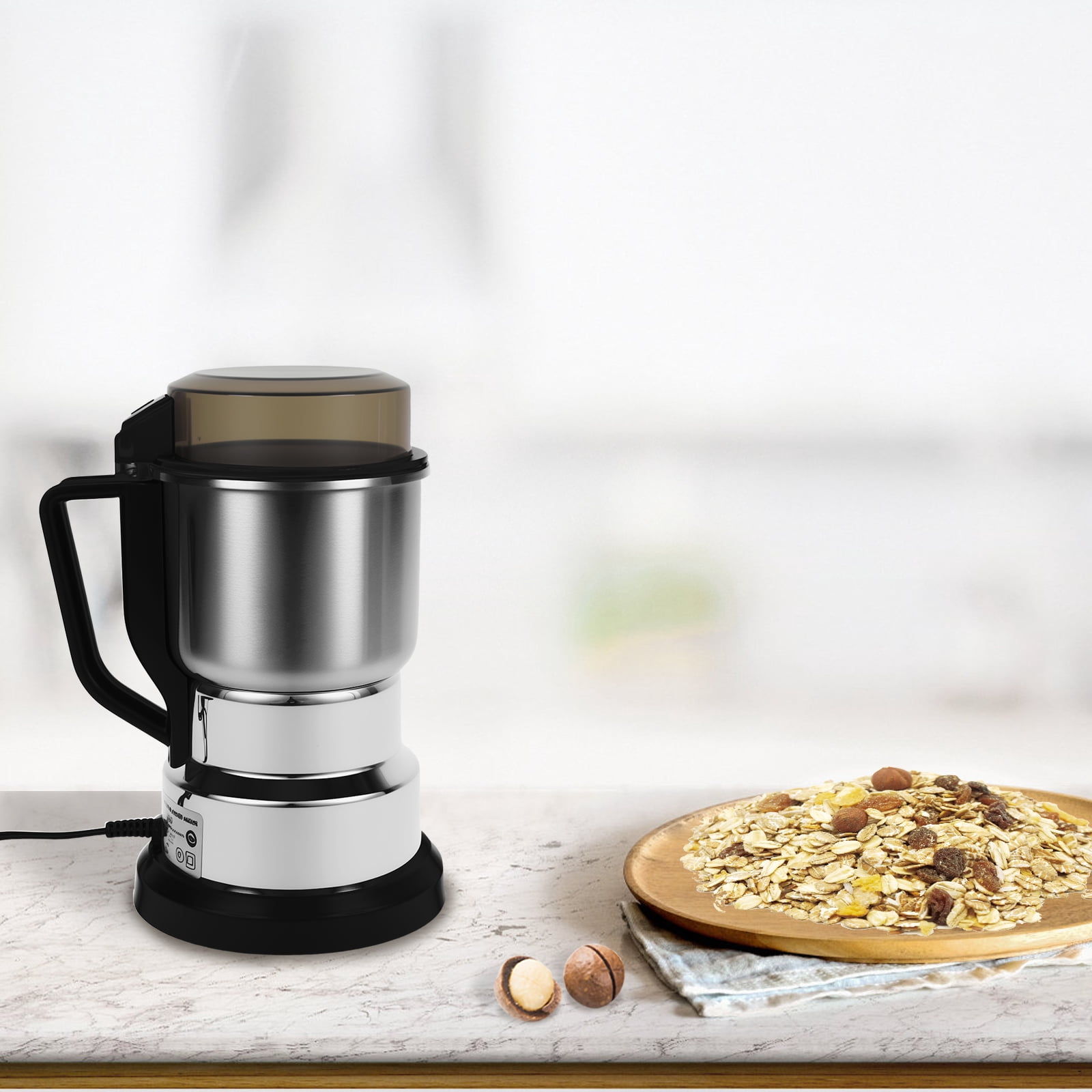 Keyohome Portable Electric Coffee Grinder Adjustable Coffee Bean Grinder with Stainless Steel Blade Spoon and Clean Brush for Home Kitchen Counter