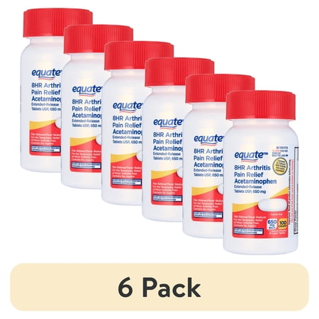 (6 pack) Equate Acetaminophen Arthritis Pain Relief, 650 mg, 100 Tablets, Extended Release