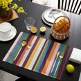 thumbnail image 3 of Colorful Striped Placemats Set of 4, Farmhouse Stripes Vintage Placemats for Dining Table, Place Mats for Kitchen Tabletop, Waterproof Wipeable Dining Table Mats Set, 3 of 9