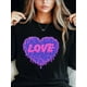 thumbnail image 1 of Camiseta de mujer con estampado de San Valentín, amor, llama, corazón y estrella, manga larga, cuello redondo, holgada, informal, para uso diario y deportes., 1 of 8