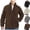 Coffee, variant on Mens Fleece Zip up Jackets - Lightweight Zip Mock Neck Sweatshirt No Hood Front Zipper Solid Color Long Sleeve Fall Jackets with Side Pockets, 3Xl