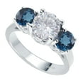 thumbnail image 2 of Sterling Silver with Moissanite and London Blue Topaz Three-Stone Ring, 2 of 3