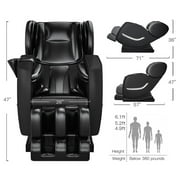 Real Relax Full Body Electric Zero Gravity Shiatsu Massage Chair with Bluetooth Heating and Foot Roller for Home and Office, Black