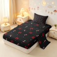 thumbnail image 2 of Homewish Cartoon Plant Mushrooms Twin Sheets,Cute Bowtie Bedding,Red Black,3pcs,1 Flat Sheet,1 Fitted Sheet and 1 Pillowcase, 2 of 6