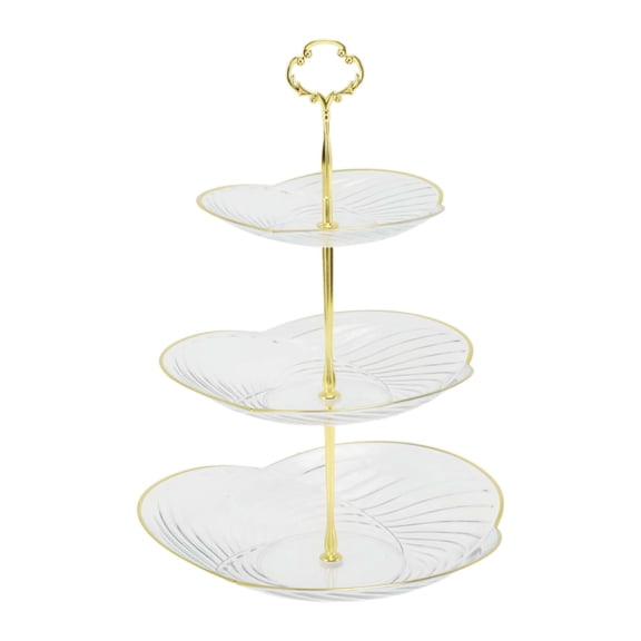 Unique Bargains 3 Tier Dessert Cupcake Stand Holder with Tiered Tray Clear