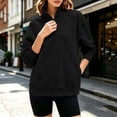 thumbnail image 2 of Tnhcen Women's Quarter Zip Pullover Sweatshirt Long Sleeve Mock Neck Solid Color Loose Fit Kangaroo Pocket Casual Fall Winter Soft Fleece Top Plus Size S-3XL, 2 of 9