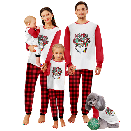 

Family Christmas Pajamas Christmas Buffalo Plaid Stripe Printed Sizes Baby-Kids-Adult-Pet 2 Pieces Top and Pants Bodysuits Pajamas Sets