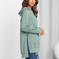 thumbnail image 4 of Sudadera con capucha de color puro, manga larga, cuello redondo, sudadera con capucha de moda para mujer Celadon M, 4 of 8