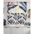 thumbnail image 2 of Blue Pink Purple Floral Kitchen Curtains Sets 24 Inch Length with Valance, Blooms Botanical Oil Painting Swag Valances and Tiers Curtain Set Drapes Swag Curtains for Living Room, Bathroom, Bedroom, 2 of 6