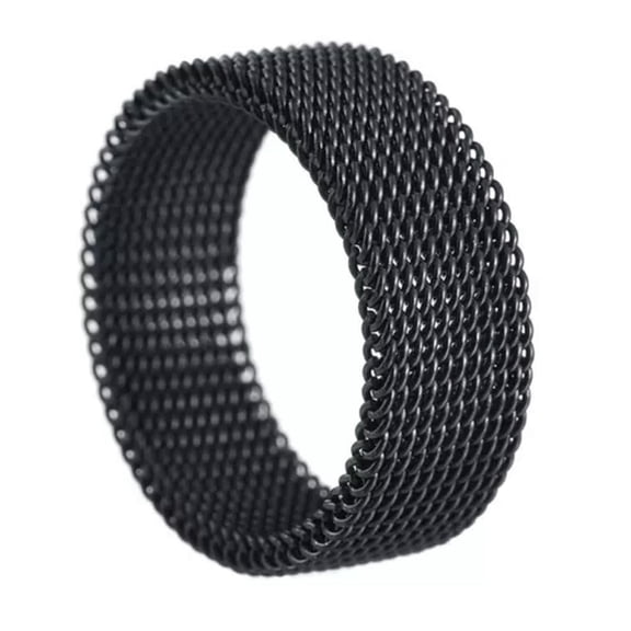 HOOUN 316L Stainless Steel Flexible Silver Mesh Ring USUSUSUSUSUSUS -  -black-8