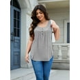 thumbnail image 5 of JYLFC Women Plus Size V Neck Tank Henley Pleated Sleeves Tops, Gray 2XL, 5 of 7