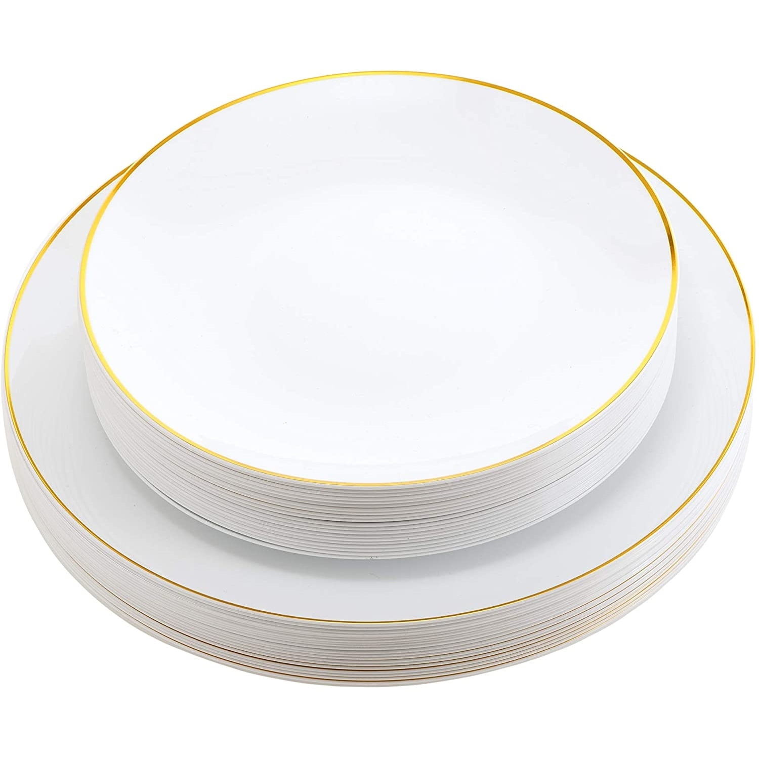 Trendables™ Wedding Plate Combo, Plastic Dinner Plates , Includes 20  Premium Disposable 10 Main Course Plates, 20 Salad/Dessert 8Plates, Food  Grade Plastic Dinner Plates - Classic Gold Rim Design 