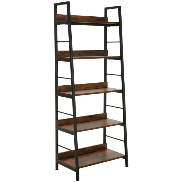 5Tier Ladder Shelf Bookshelf Bookcase Leaning Shelves Storage Shelving