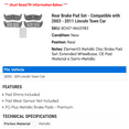 thumbnail image 2 of Rear Brake Pad Set - Compatible with 2003 - 2011 Lincoln Town Car 2004 2005 2006 2007 2008 2009 2010, 2 of 2
