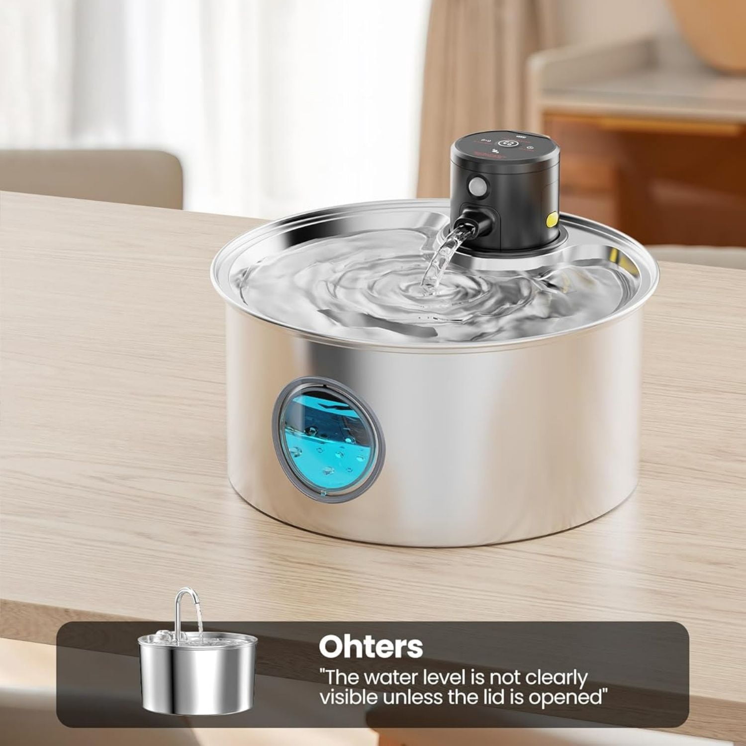 Stainless Steel Pet Water Fountain Rechargeable - 108oz/3.2L Automatic Cats Fountains for Drinking with Motion Sensor - Cats & Dog