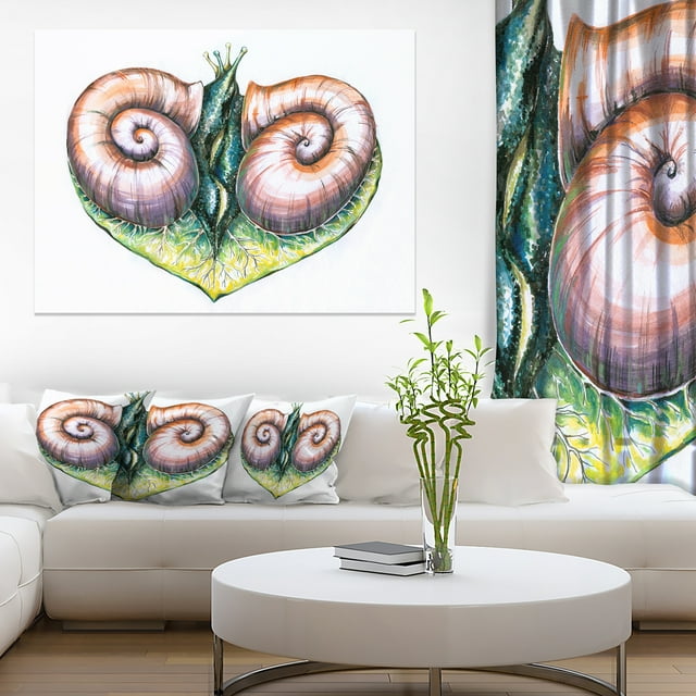 Heart with Two Snails in Love - Animal Canvas Art Print