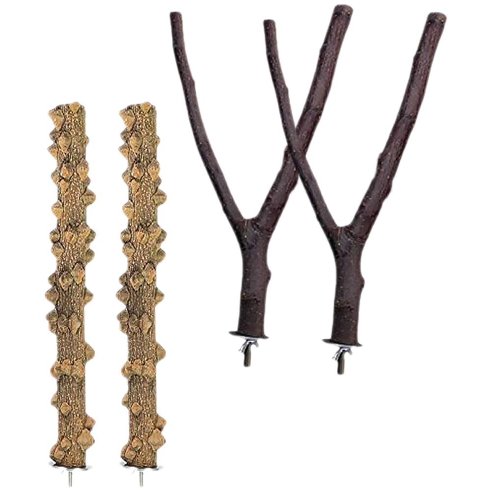 WRITWAA 4pcs Parrot Perch Bird Standing Rod Natural Wood for Bird Cage