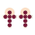 thumbnail image 2 of Dazzlingrock Collection Round Ruby Mini Cross Pushback Stud Earrings for Women (Color Red, Clarity Highly Included) in 14K Rose Gold, 2 of 4