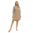 thumbnail image 5 of WBQ Nightgown 3/4 Sleeve for Women Sleepwear Crew Neck Loungewear Aboce The Knee Length Nightshirt Khaki S-2XL, 5 of 6