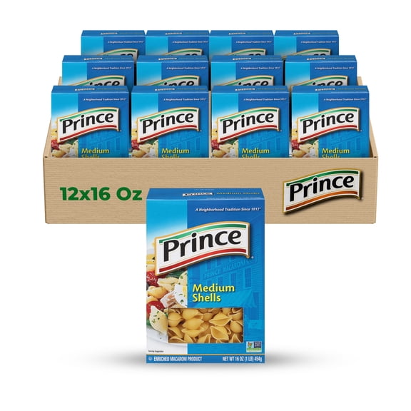 Prince Medium Shell Pasta – Perfect for Sauces, Soups & Baked Dishes (12-Pack, 16 oz Each) – A versatile pasta shape designed to hold sauces, seasonings, and ingredients in every bite.