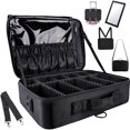 thumbnail image 1 of XL Grande Estuche de Maquillaje de Viaje 3 Capas - Con Espejo, Bolsa de Cosmético Impermeable con Divisor Ajustable, Gran Capacidad Organizador de Maquillaje Impermeable (Grande Negro), 1 of 4