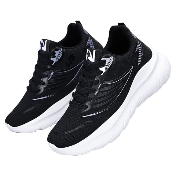 AUDeals Women Thick Heightening Sneakers Comfortable Walking Running Athletic Shoes Lightweight Wide Width Orthopedic Trainers (Black, 6.5)