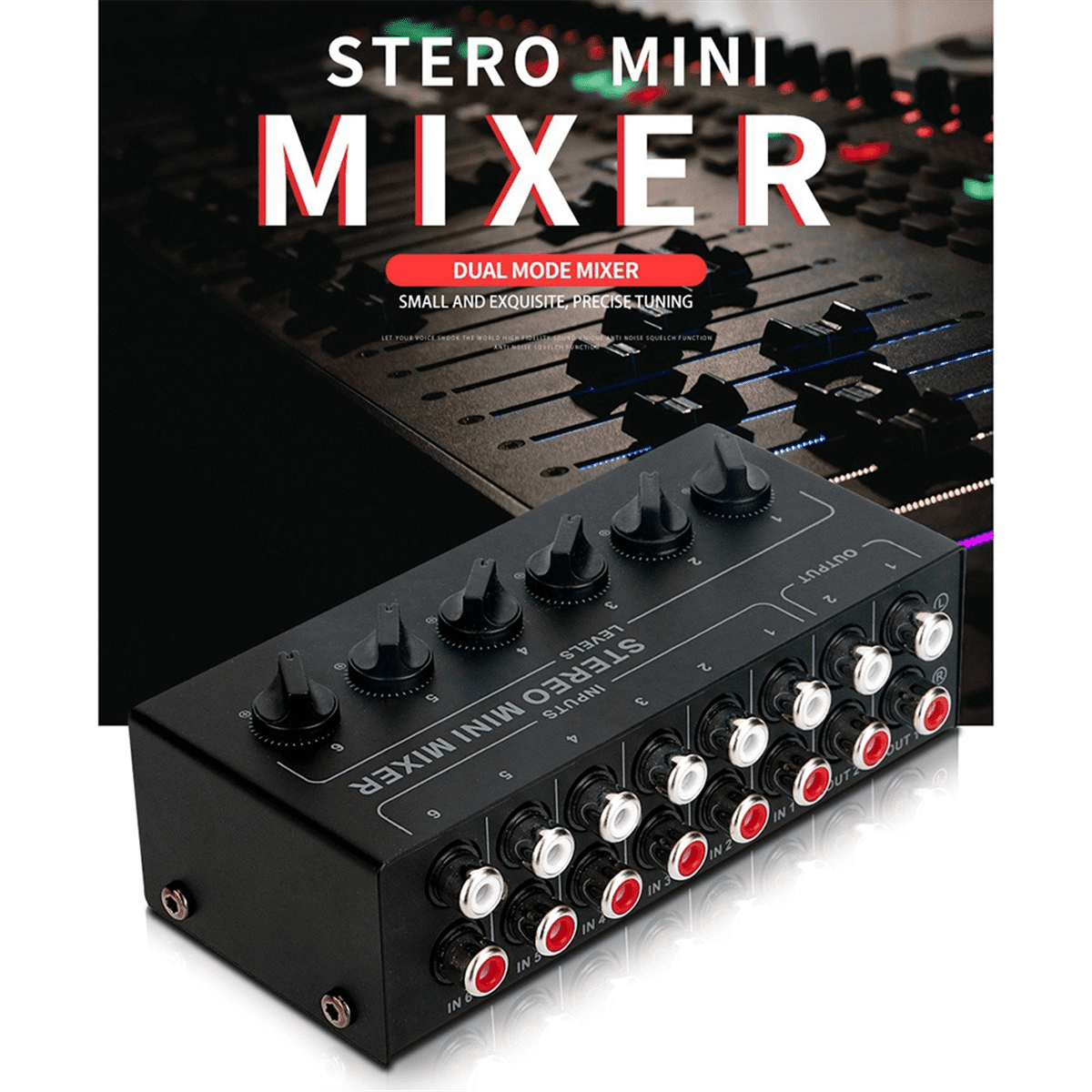 2X CX600 Mini Stereo 6 Channel Passive Mixer Portable Audio Mixer 6 in 2 Out Stereo Distributor Volume Control